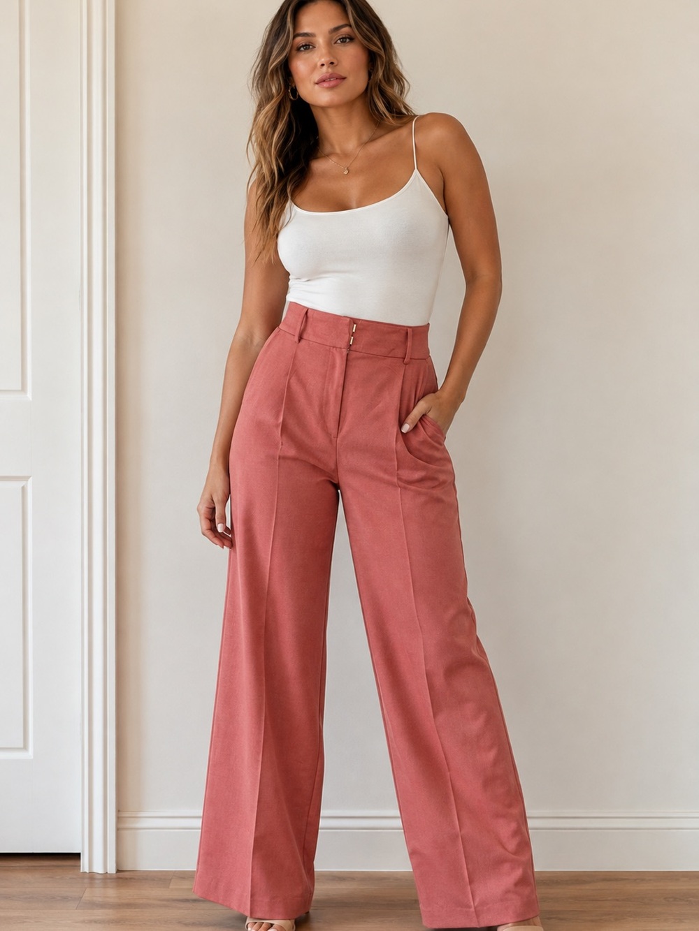 NWT LOFT Dusty Rose High-Rise Wide Leg Pants size 10